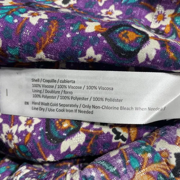 New Band Of The Free Floral Print Crossover Waist Mini Dress Purple Size Medium - Image 18