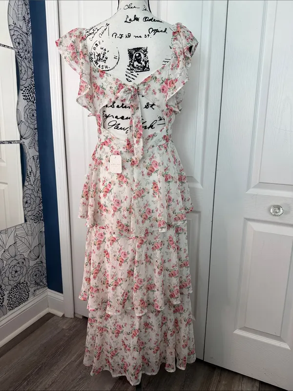 Altar'd State White Maxi Dress with Pink Floral Print - Image 5
