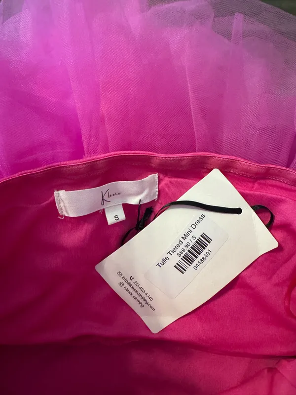 Hot Pink Tiered Tulle Mini Dress - Image 4
