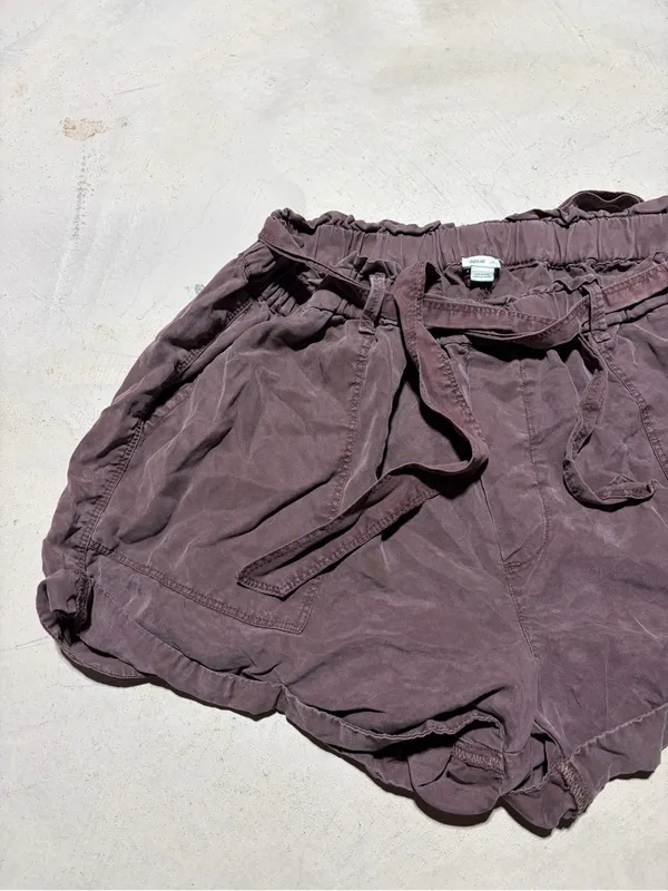 Aerie Paperbag Waist Drawstring Shorts Plum burgundy large - Image 2