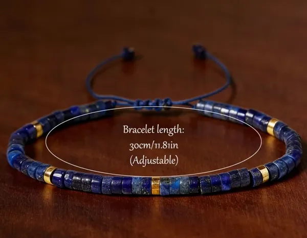 Exquisite Lapis Lazuli Bracelet - Adjustable Simple Blue Gemstone Bracelet - Image 4