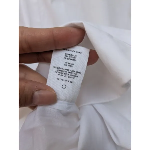 Theory Women's Shirt Dress Collared Flare $465 Sleeveless V-Neck White Size 4 - Image 5