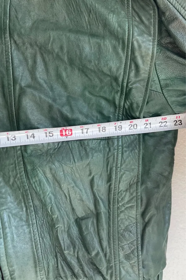 vintage dark green leather bomber jacket Full Zip Women’s Sz XL Made in Mexico - Image 7