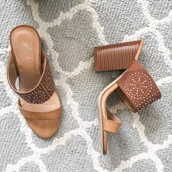 Francesca’s studded cognac block heel mule sandal Brown Size 7.5 - Image 3