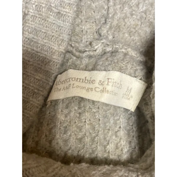 Abercrombie & Fitch Beige Waffle Knit Hoodie Hooded Thermal Sweater Top Size M - Image 5