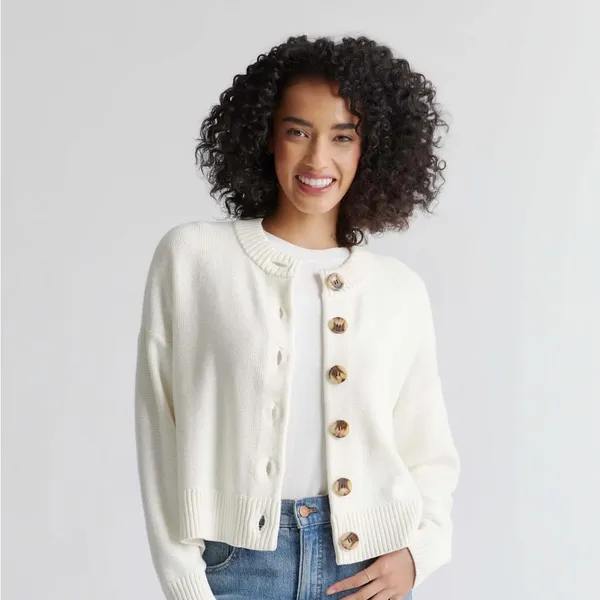 Quince 100% Organic Cotton Cropped Cardigan - Image 3