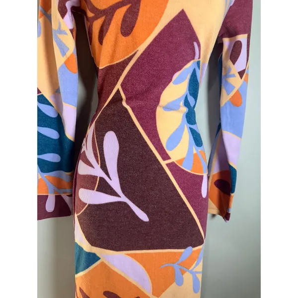 Target Latino Heritage Month Geometric Floral Long Sleeve Bodycon Midi Dress S - Image 3