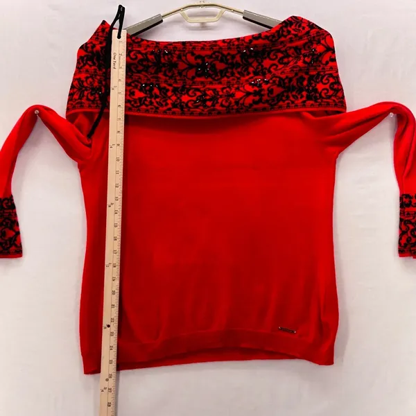 Anne Klein Off The Shoulder‎ Sweater Red XL - Image 11