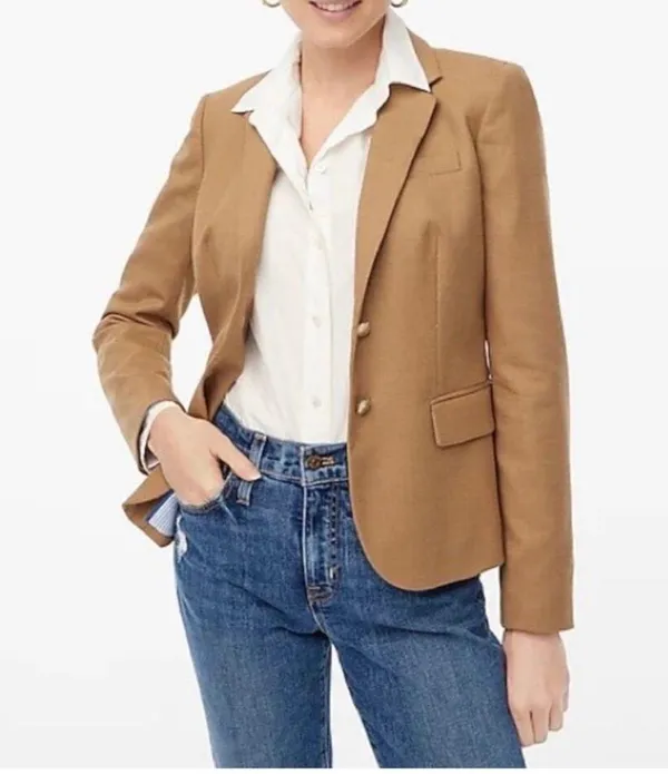 J. Crew Factory Wool Original Schoolboy Blazer Camel Brown Women’s Size 8 - Image 3