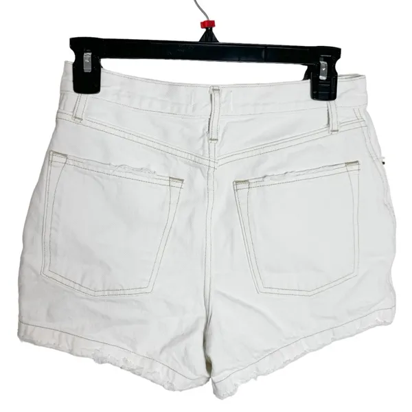 Abercrombie & Fitch white rigid denim distressed natural rise shorts size 27 - Image 2