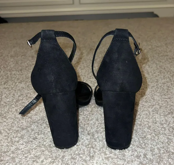 Taylor Black Suede Ankle Strap Heels - Image 3