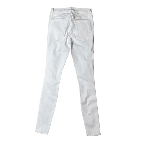 Frame Denim Le Skinny‎ De Jeanne Raw Hem Distressed Ripped White Jeans 24 $225 - Image 5