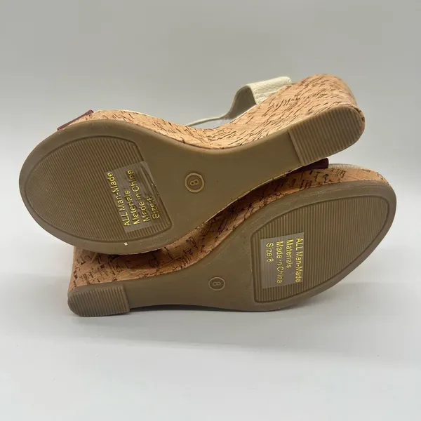 Diviana Sandal Womens Brown Cream‎ 8 Ankle Strap Open Toe Wedge Sandal NEW - Image 7
