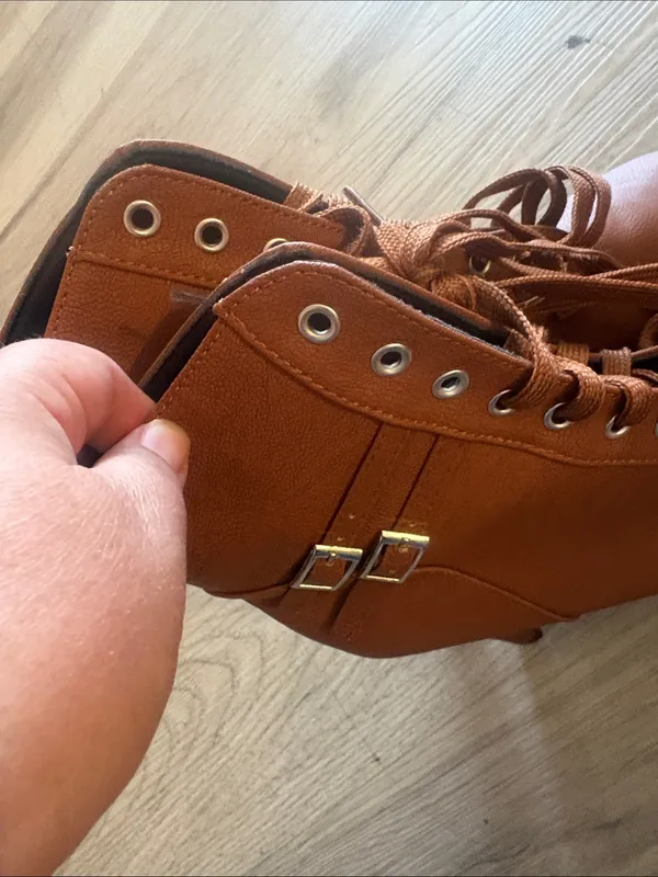 Women’s Lace-Up Ankle Boots in Brown tall heels 5 in size 10 - Image 6