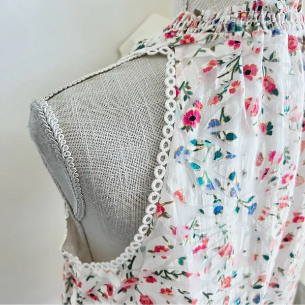 Kate Spade Floral Ruffle Peplum Sleeveless Blouse - Image 6