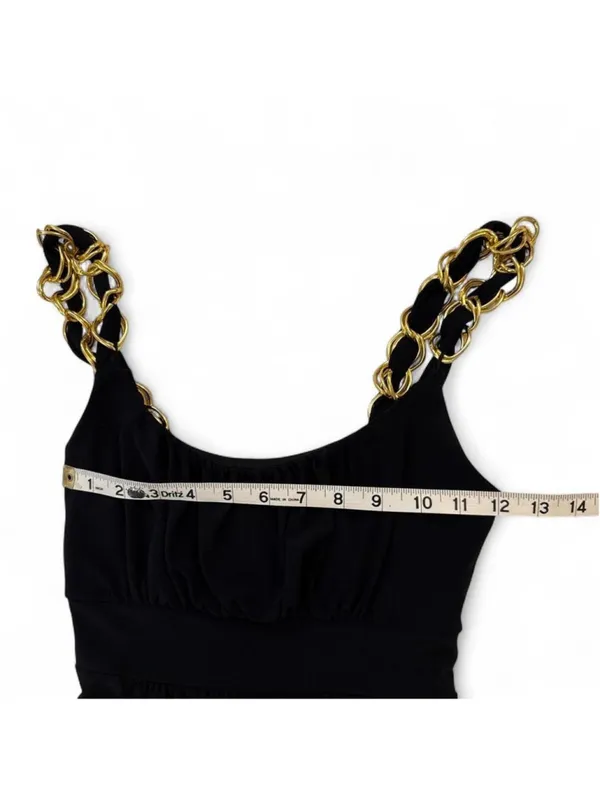 Arden B Black dress with gold chain straps - Image 3