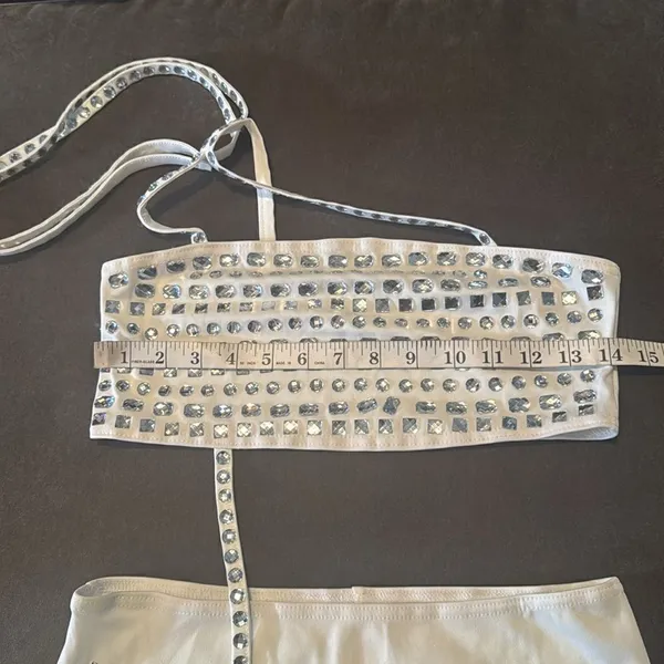 Women’s White Sparkly BodyCon 2 Piece Party Club Outfit Size M NEW *READ - Image 10