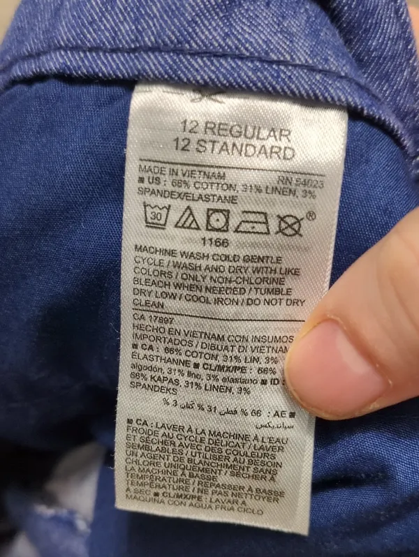 Old Navy Mid Rise Pixie Linen Night Flight Denim Trousers Size 12 - Image 3