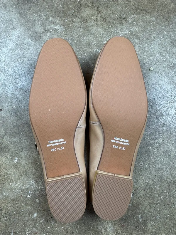 Handmade Genuine Leather Tan Mary Jane Mule D’Orsay Shoes Size: 40 - Image 4