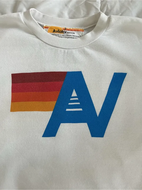 Aviator Nation logo crewneck sweatshirt white small - Image 3