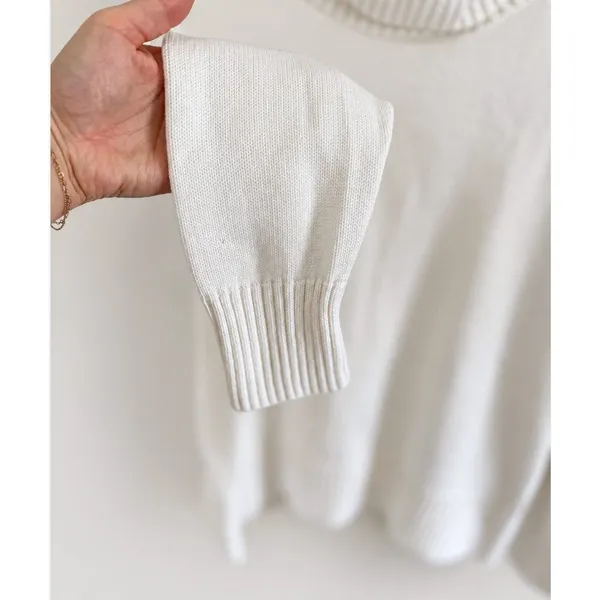 Gap Women's 100% Cotton Cream Knit Relaxed Fit Turtleneck Sweater Size M - Image 5