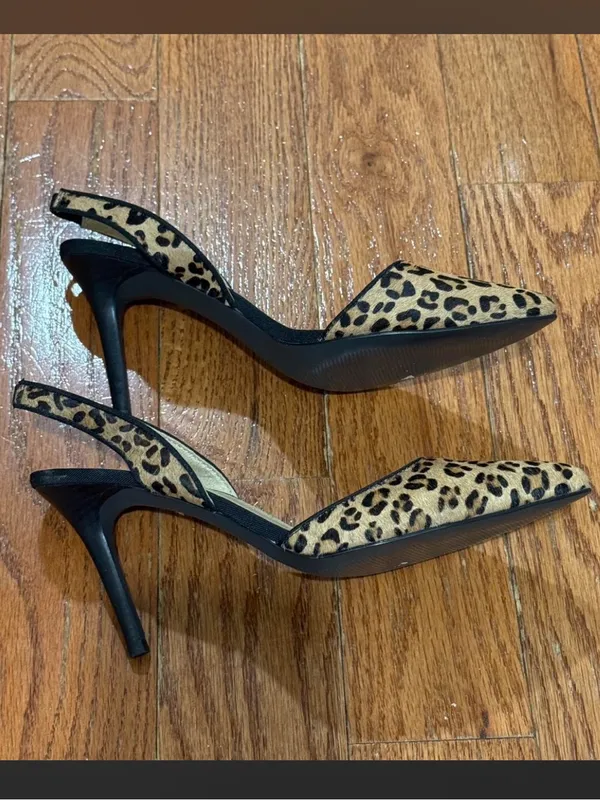NEW Levity Cheetah Print Point Toe Slingback Heels Size 7.5 - Image 2