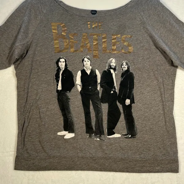 The Beatles Band Graphic Long Sleeve Off Shoulder Top Shirt Size‎ M - Image 3