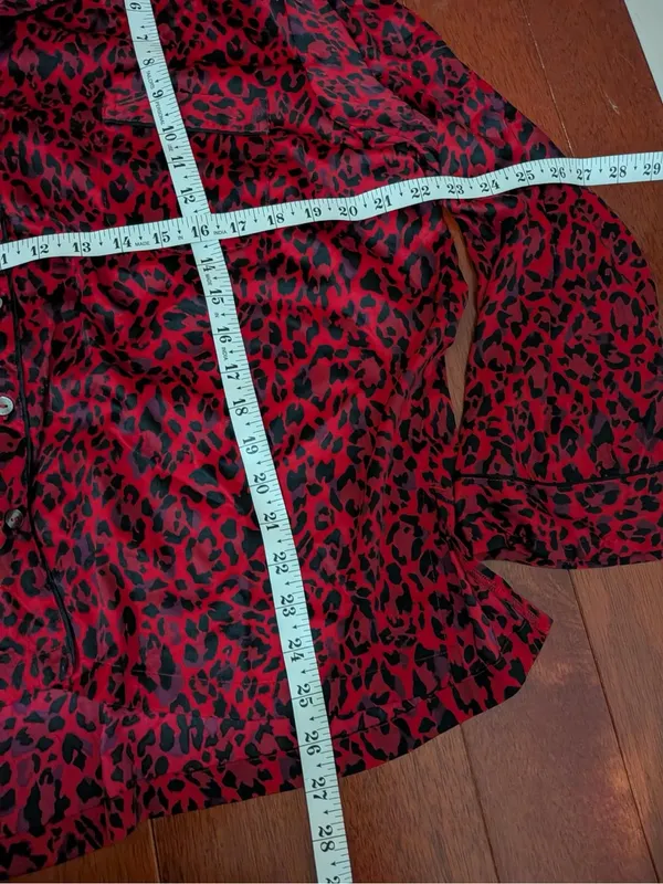 Victoria’s Secret Red Leopard Satin Pajama Top XL Short - Image 5