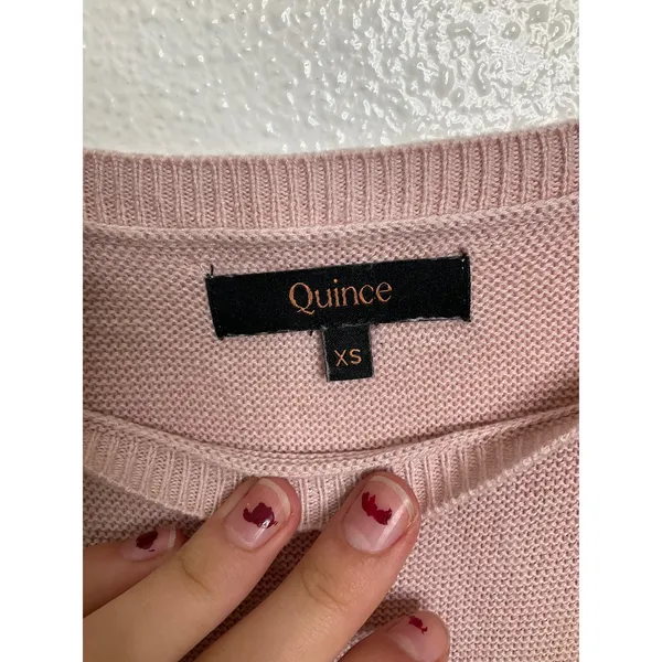 Quince Organic Cotton Cashmere Batwing‎ Short Sleeve Sweater Pink XS SHWDC01 - Image 3