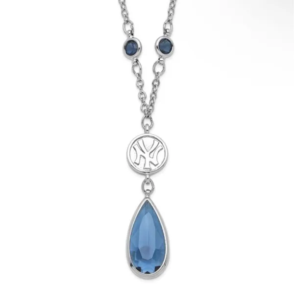 New York Yankees MLBP Necklace with Blue Crystal Drop - Image 10