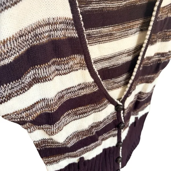 Nick & Mo Y2K Striped Cardigan L Brown White - Image 3