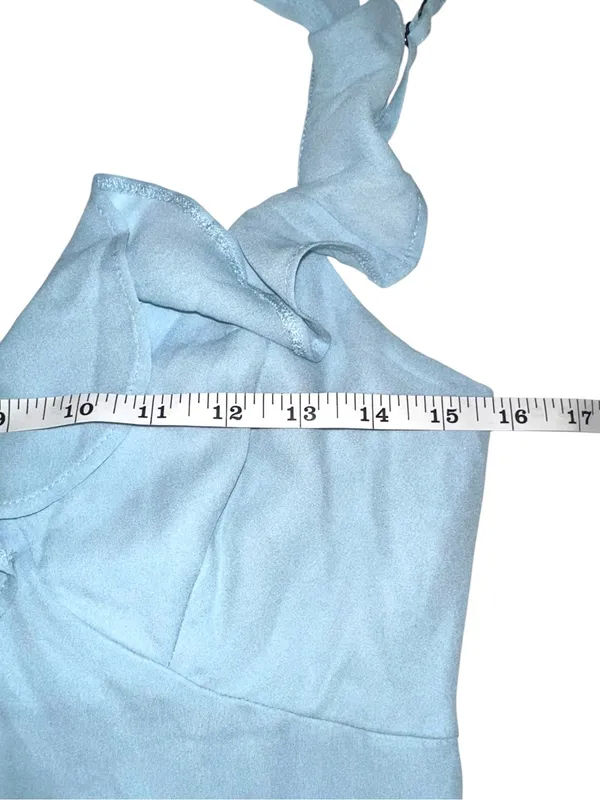 NWT Abercrombie & Fitch Light Blue Ruffle Chiffon Mini Dress SMALL - Image 5