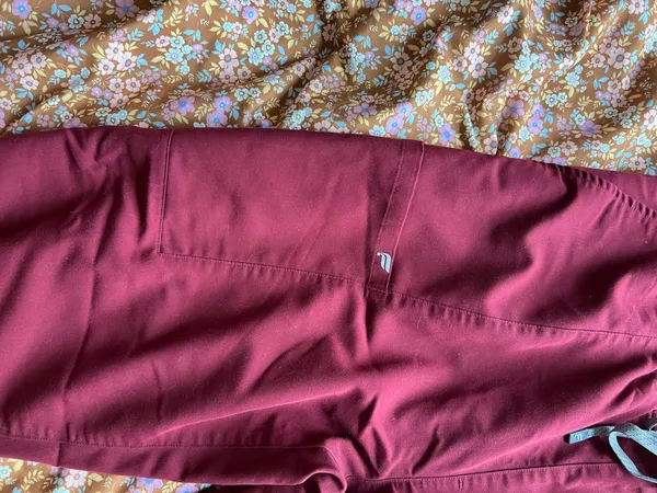 Wine red woman’s scrub set with jogger pants - Image 4