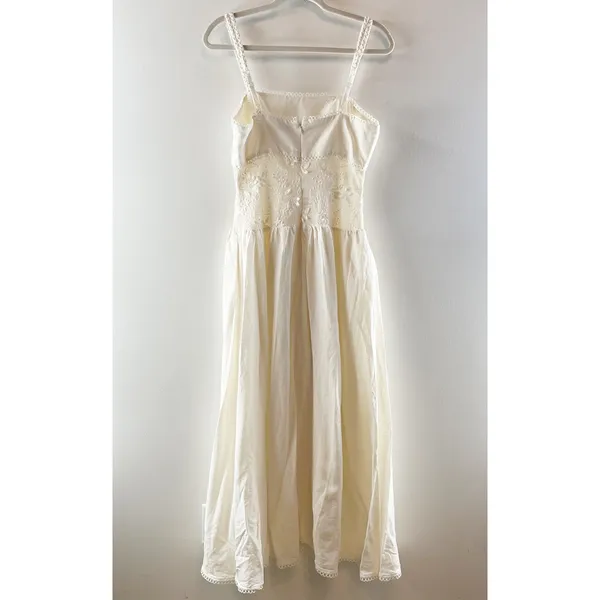 Steve Madden Enza Sleeveless Lace Trim Drop Waist Midi Dress Antique Cream 6 - Image 9