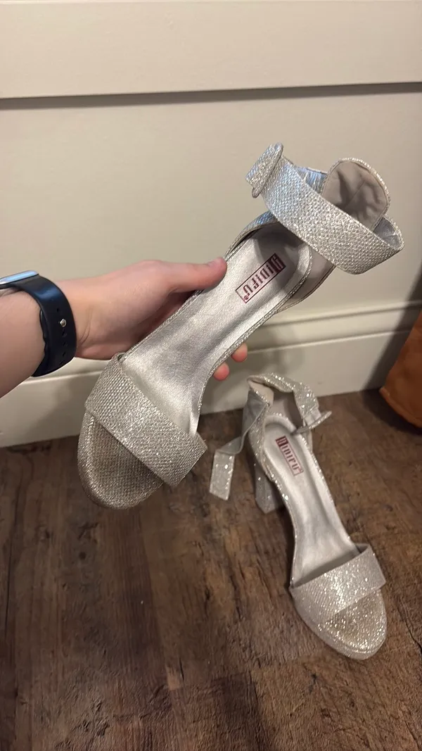 Silver high heels Size 7.5 - Image 2