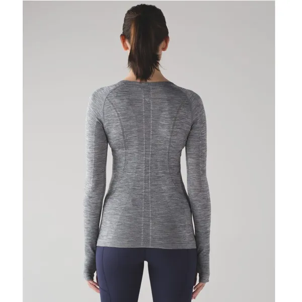Lululemon Swiftly Tech Long Sleeve Crew Top Slate Grey White Running Women's 6 - Image 2