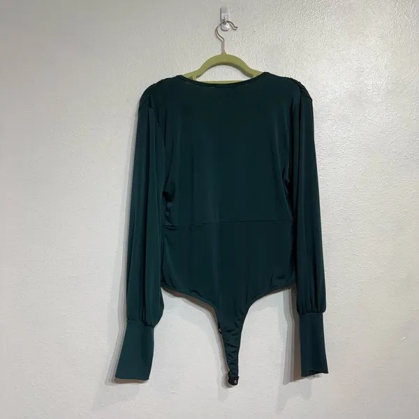21 Saints Green Slinky Plunging Bodysuit Sz XL - Image 9