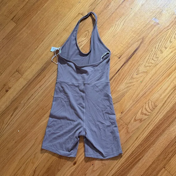 Wilfred Free Aritzia Halter Romper XS Mauve Purple Nylon Spandex Bodysuit 89071 - Image 2