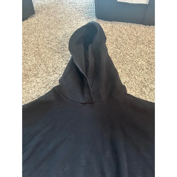 OFFLINE by Aerie Throwback Cropped Hoodie Black Cotton Blend‎ Sweatshirt Medium - Image 4
