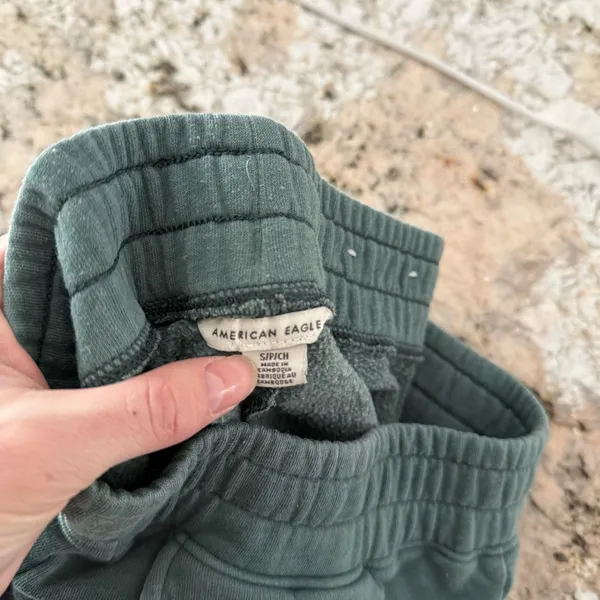 American Eagle Green Fleece Jogger Sweatpants Elastic Waist Lounge Women M - Image 5