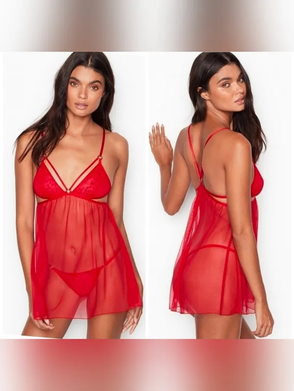 Victoria's Secret Red Snake Lace Babydoll - Image 2