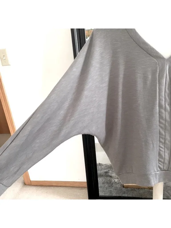 Jane and Delancey Gray V-Neck Long Sleeve Shirt - Image 3