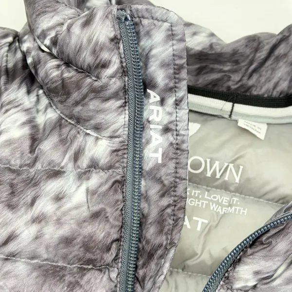 Ariat Ideal‎ Down Jacket Womens Small Gray Print Puffer Packable Coat - Image 9