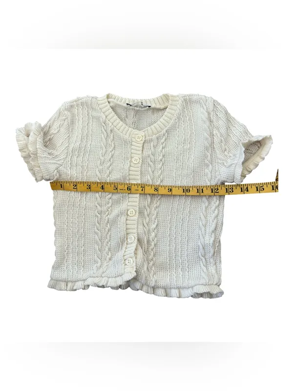 Women’s Cream Cable Knit Button-Front Top Size S - Image 3