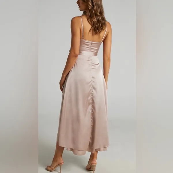 NWT Showpo Treasuring You‎ Dress Mocha Satin US 4 Bridesmaid Formal - Image 6
