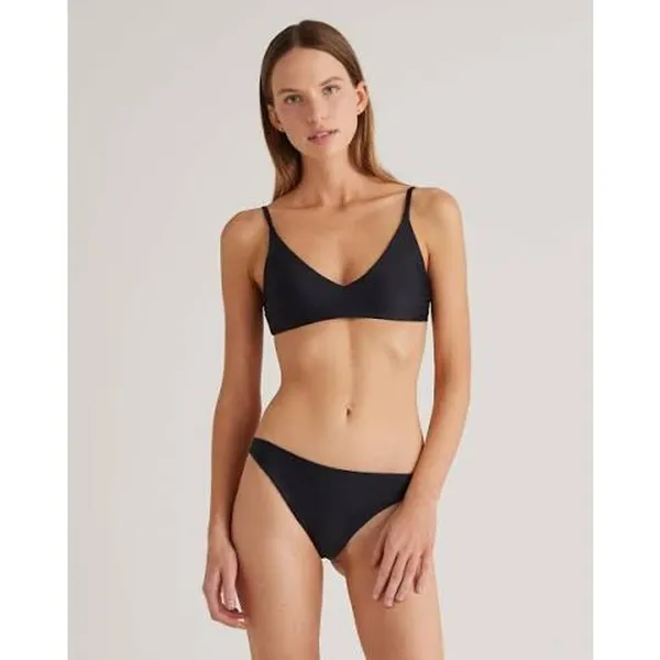 QUINCE Italian V Neck Bikini Top MINIMALIST Adjustable Size Large L Black - Image 2