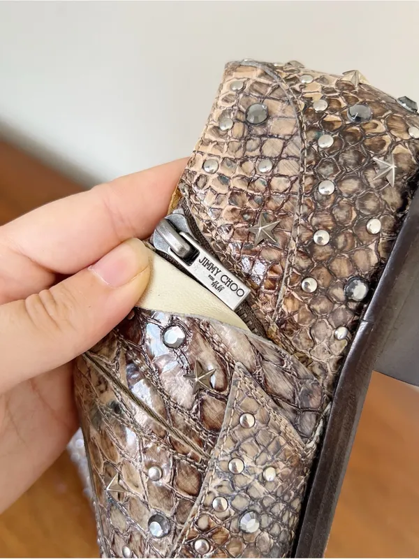 Jimmy Choo x H&M • snakeskin ankle bootie western reptile studded cowgirl - Image 8