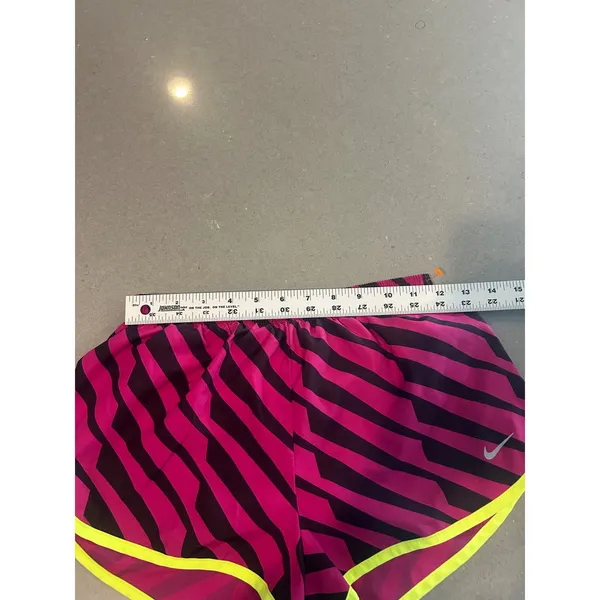 Nike Dri-FIT Womens XS Running Shorts Pink Black Zebra Stripe Neon Yellow‎ Trim - Image 3