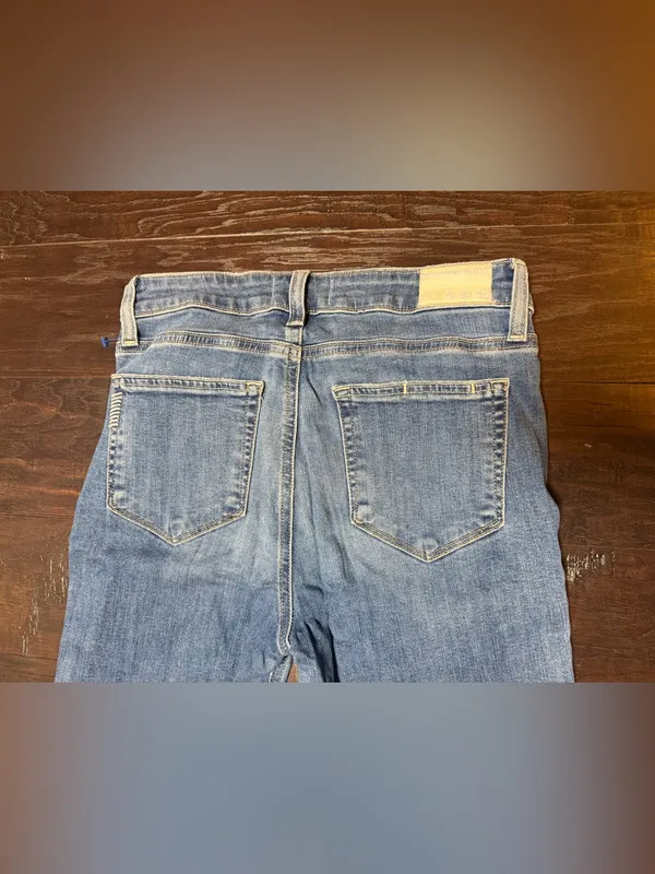 PAIGE Jeans Womens Size 27 Blue Wash Raw Hem Kick Flare Slim Bootcut Denim - Image 5