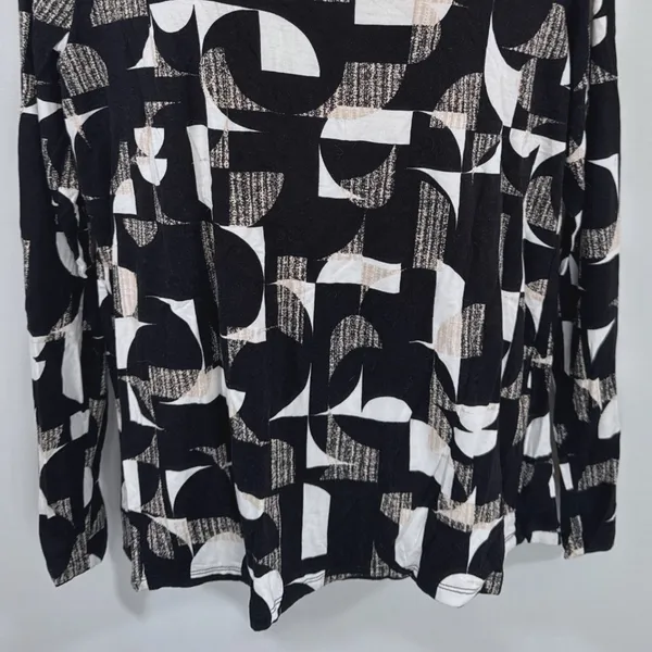 Ann Taylor Factory‎ Womens Black White Geometric Abstract Long Sleeve Top Large - Image 3